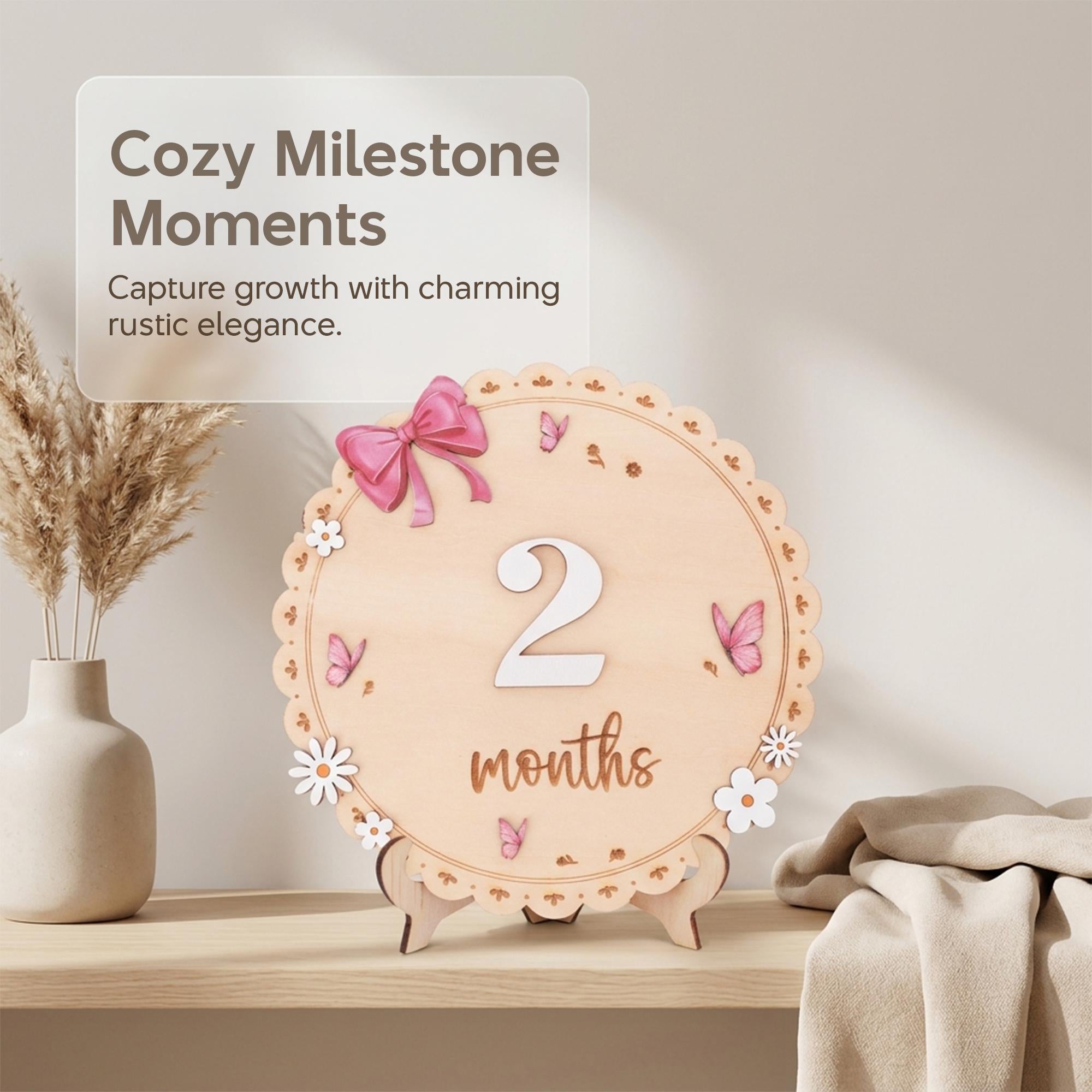 Baby Monthly Milestone Sign Set with Numbers 0-9 Double Sided Month Months 1-12 Months Baby Photo Prop First Year