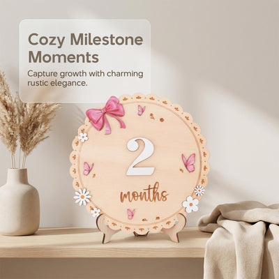 Baby Monthly Milestone Sign Set with Numbers 0-9 Double Sided Month Months 1-12 Months Baby Photo Prop First Year
