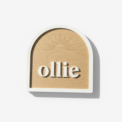 Personalized Baby Name Sign Wooden Nursery Decor, Custom Baby Name Plaque, Modern Arch Nursery Wall Sign Minimalist Baby Room Decor