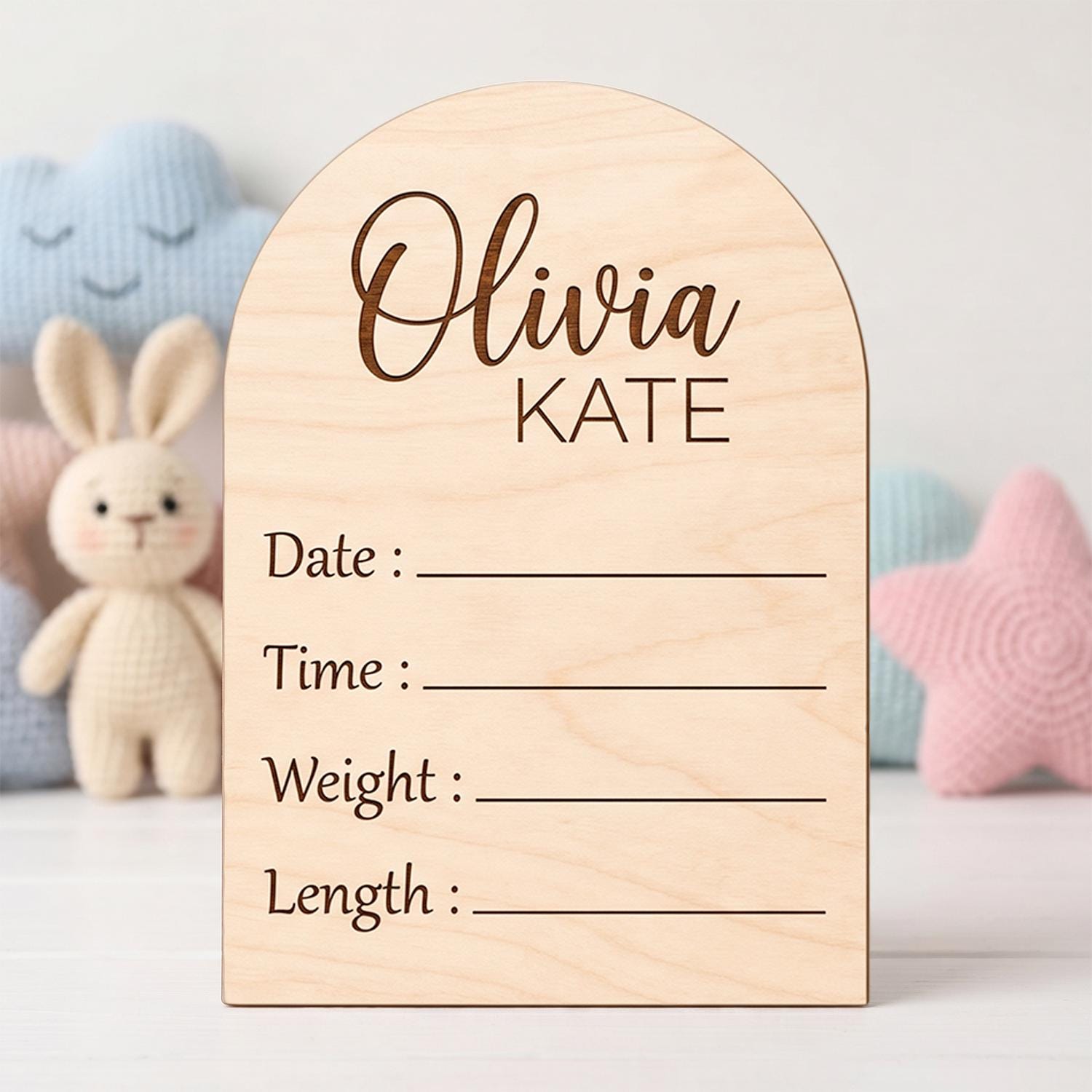 Wildflower Arch Wooden Sign | Full Set Birth Stats Plaque | 2 Piece Baby Name Announcement | Custom Floral Nursery Decor