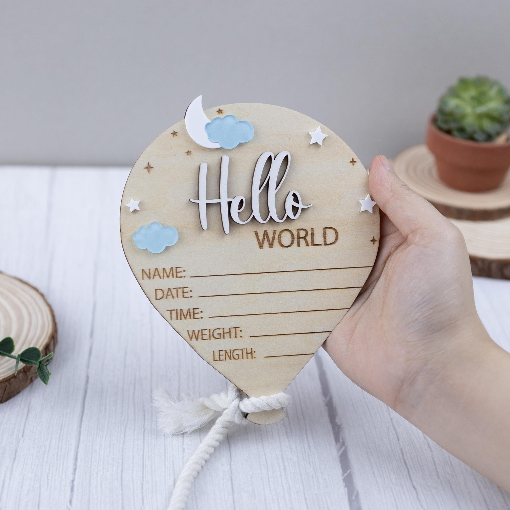 Air Balloon Baby Name Sign, Baby Photo Props, Hospital Birth Announcement Sign, Baby Stats Sign, Moon and Name Sign, Baby Boy Birth Signs