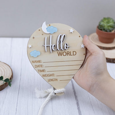 Air Balloon Baby Name Sign, Baby Photo Props, Hospital Birth Announcement Sign, Baby Stats Sign, Moon and Name Sign, Baby Boy Birth Signs
