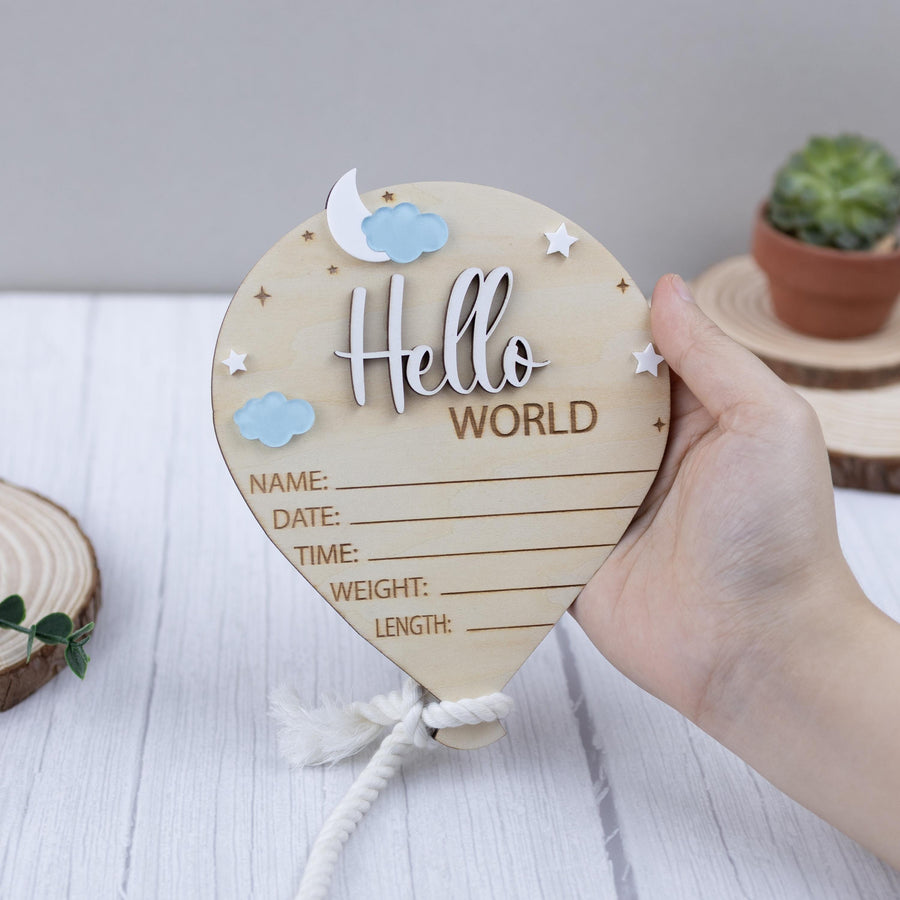 Air Balloon Baby Name Sign, Baby Photo Props, Hospital Birth Announcement Sign, Baby Stats Sign, Moon and Name Sign, Baby Boy Birth Signs
