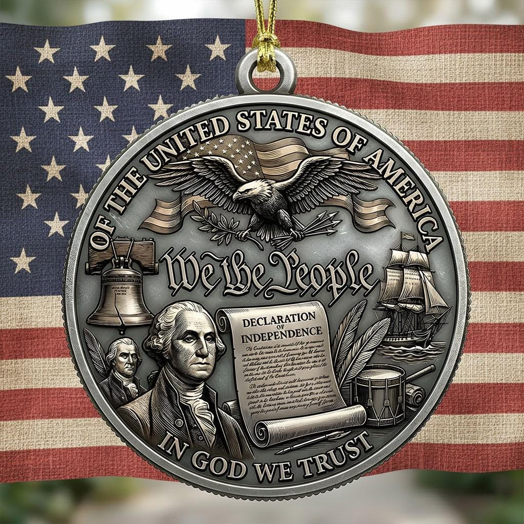 George Washington 250th Ornament, Semiquincentennial We The People Gift, 1776-2026 Declaration of Independence, US History Decor