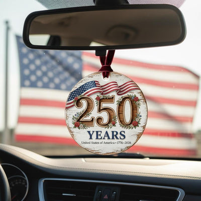USA 250 Years Ornament, 250th Anniversary Floral Gift, 1776-2026 Semiquincentennial Decor, Rustic Farmhouse America Keepsake