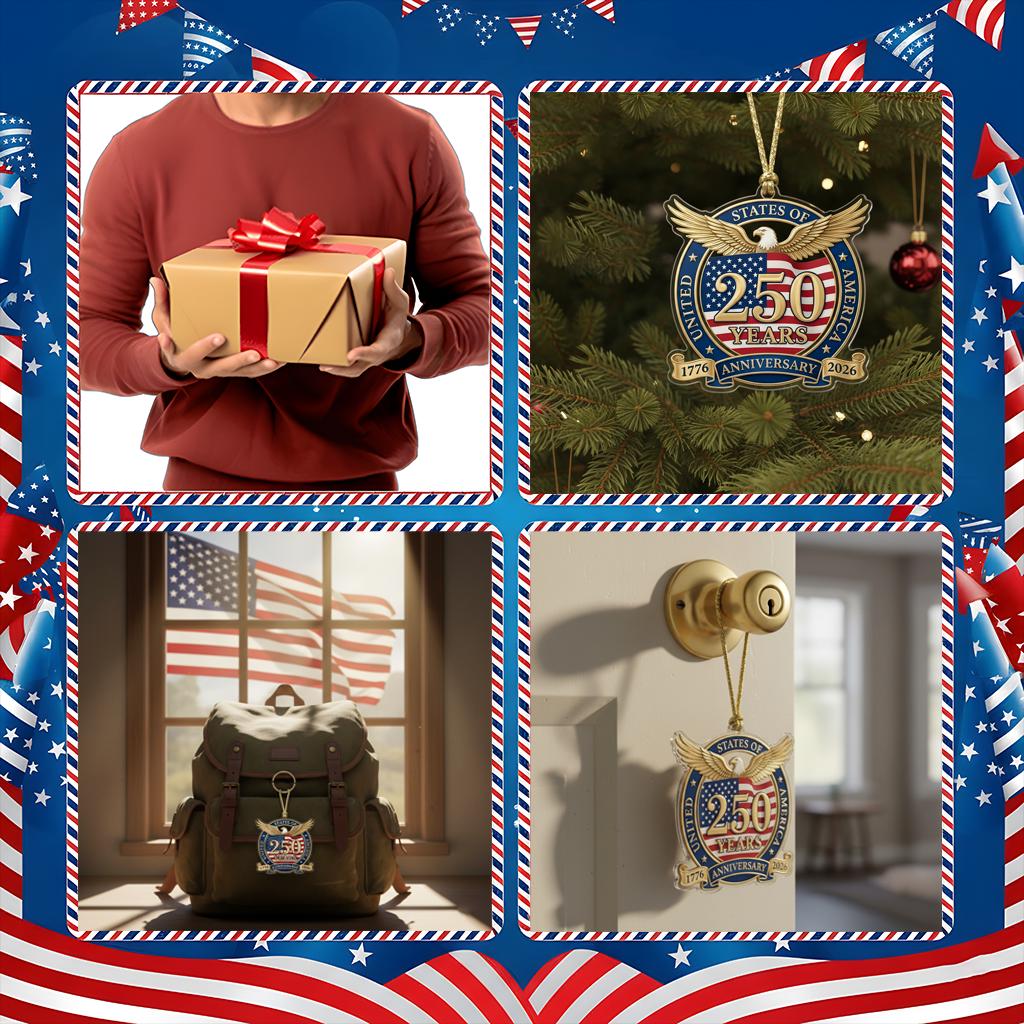 United States 250th Ornament, Semiquincentennial Eagle Emblem, 1776-2026 Patriotic Anniversary Gift, USA 250 Years Decor