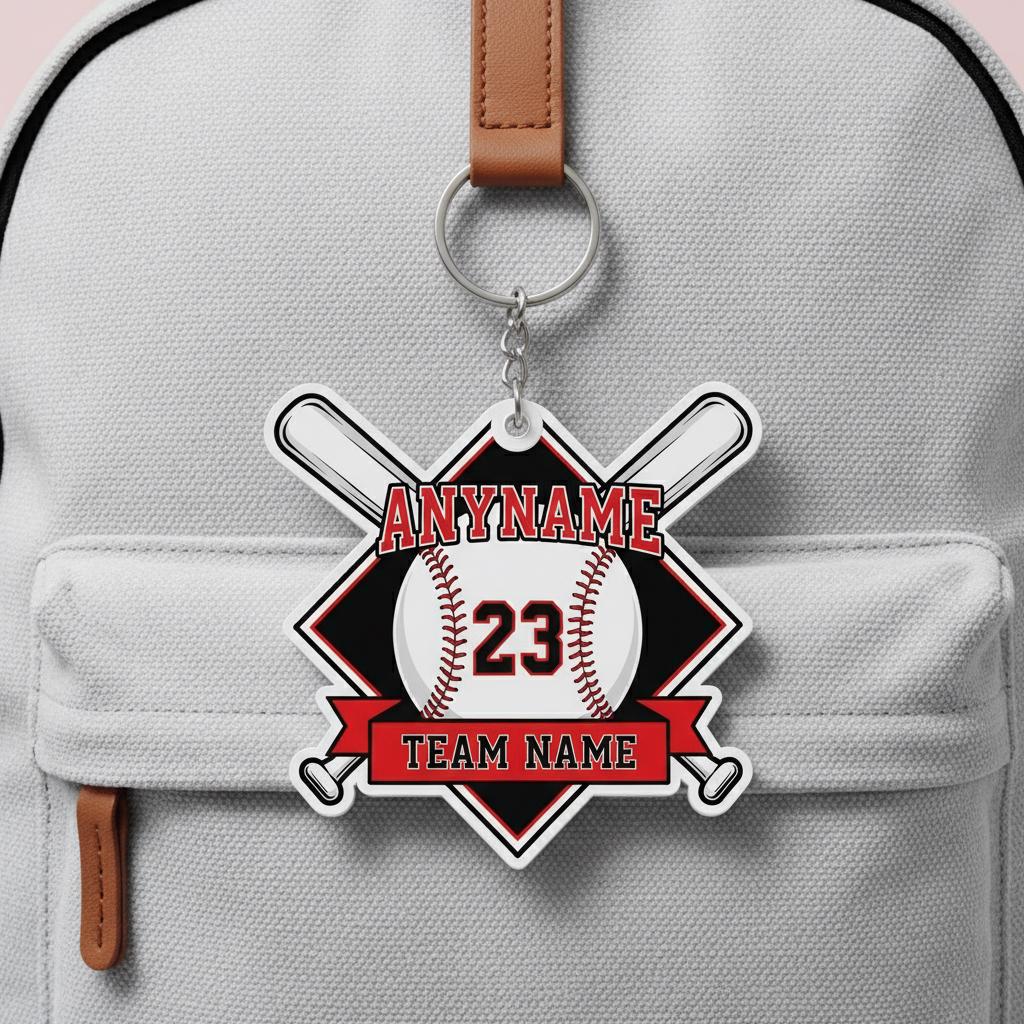 Personalized Baseball Keychain Custom Player Name Number Team Name, Baseball Team Gift, Little League Player Keychain
