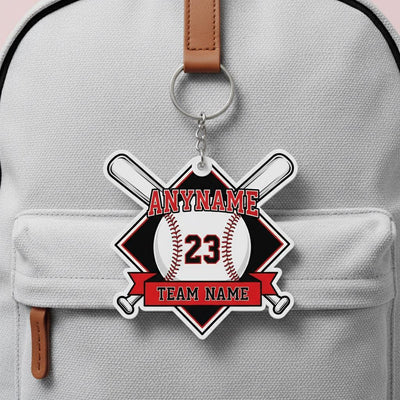 Personalized Baseball Keychain Custom Player Name Number Team Name, Baseball Team Gift, Little League Player Keychain