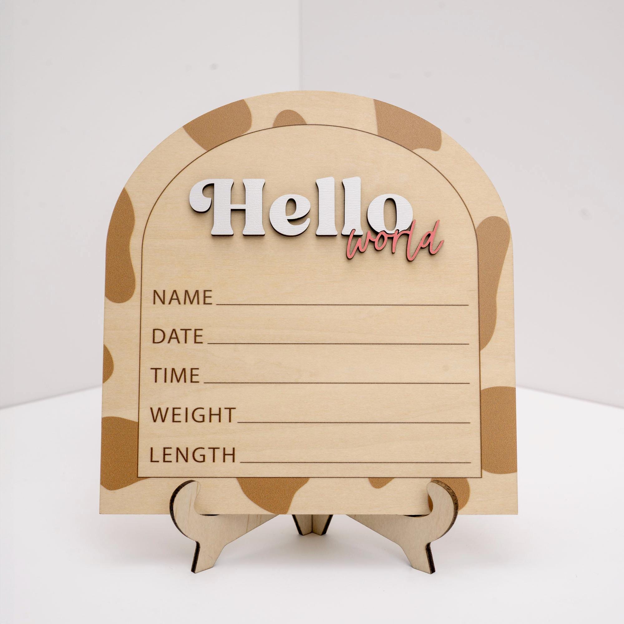 Wooden Hello World Birth Announcement Sign, Layered Baby Name Sign, Rustic Newborn Photo Prop,Birth Announcement Sign For Hospital,Baby Gift