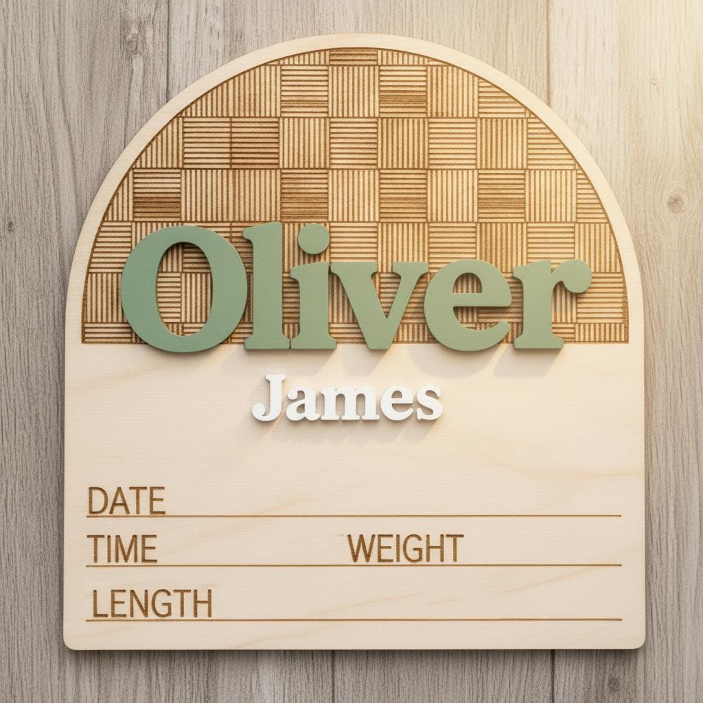 Personalized Baby Birth Announcement Sign Wooden Name Milestone Board