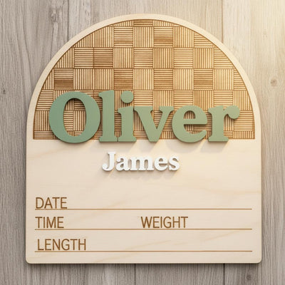 Personalized Baby Birth Announcement Sign Wooden Name Milestone Board