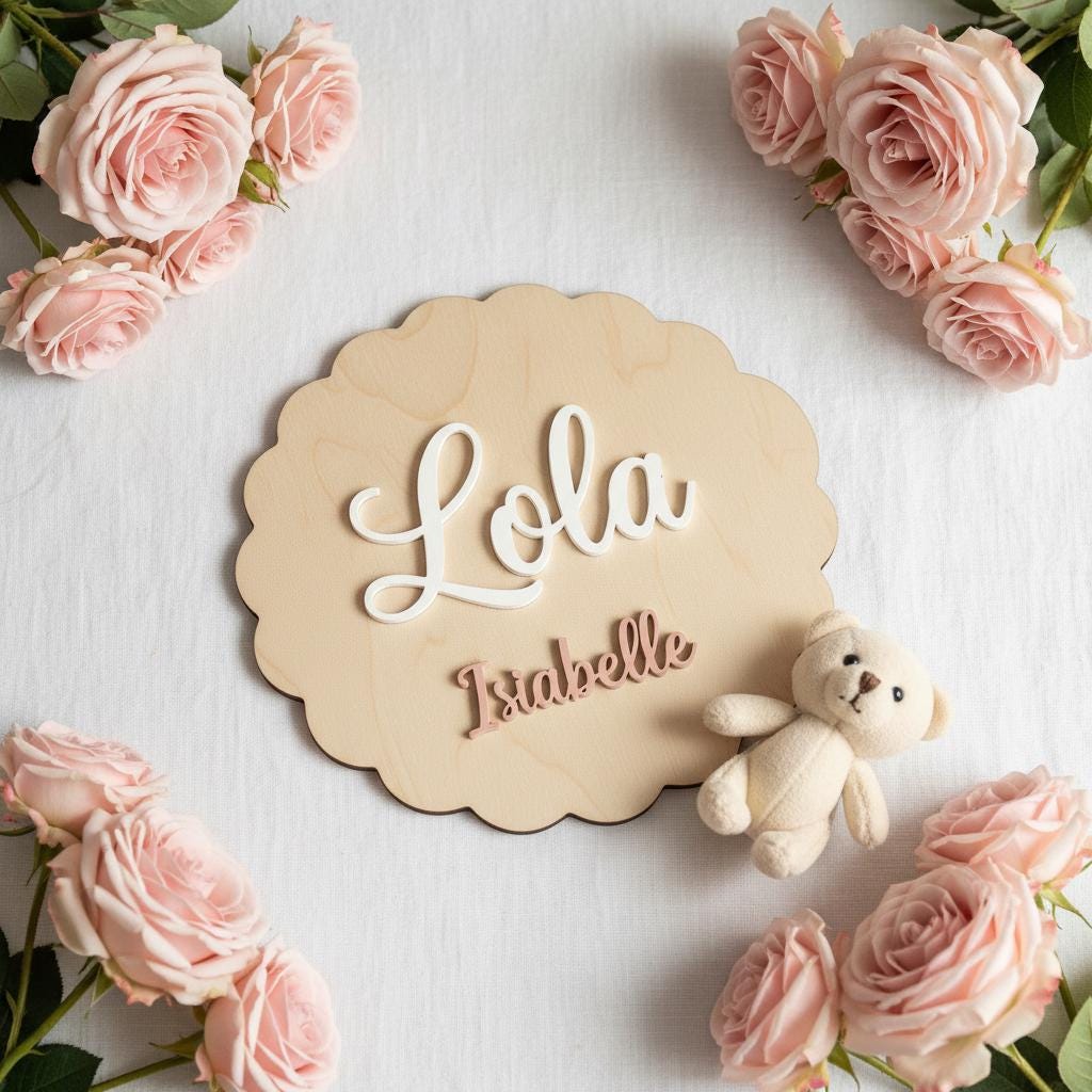 Personalized Baby Name Sign, Wooden Nursery Name Plaque, Sign for Hospital, Baby Name Reveal
