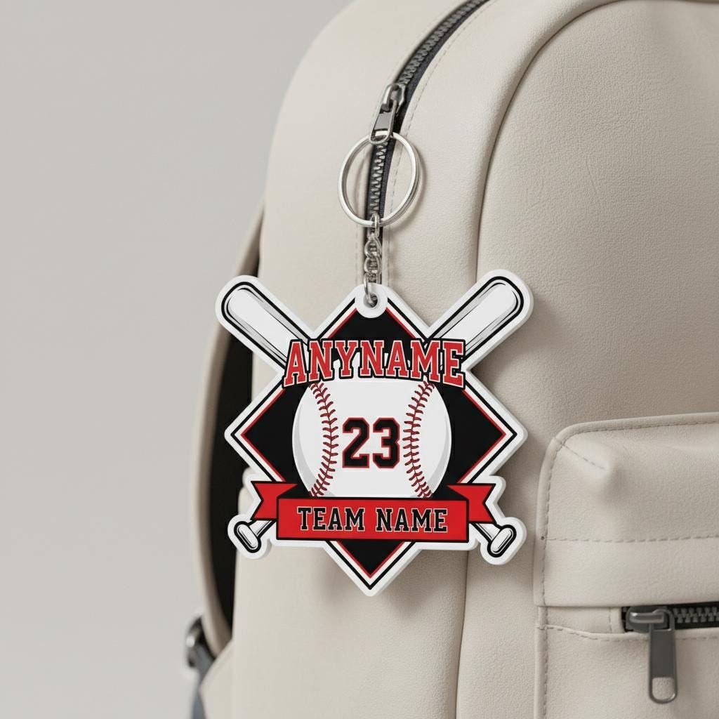 Personalized Baseball Keychain Custom Player Name Number Team Name, Baseball Team Gift, Little League Player Keychain