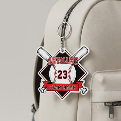 Personalized Baseball Keychain Custom Player Name Number Team Name, Baseball Team Gift, Little League Player Keychain