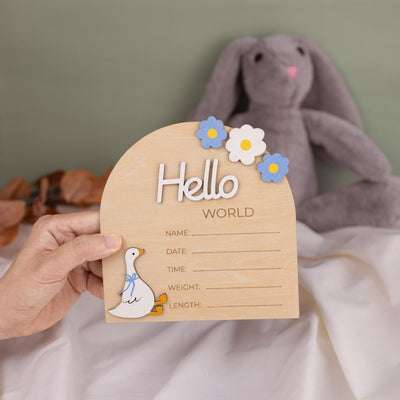Hello World Sign, Baby Announcement Sign, Baby Announcement Photo Props, Birth Announcement Sign for Hospital, Baby Announcement Name Sign