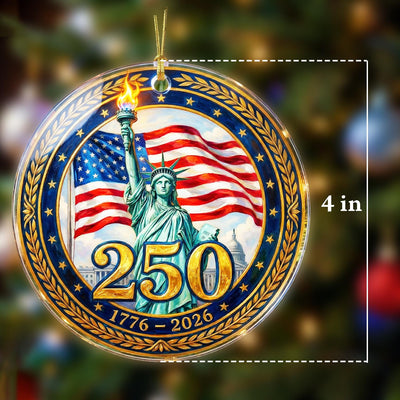 Lady Liberty 250th Ornament, Semiquincentennial Gold Laurel Gift, 1776-2026 USA Milestone Decor, America 250th Anniversary