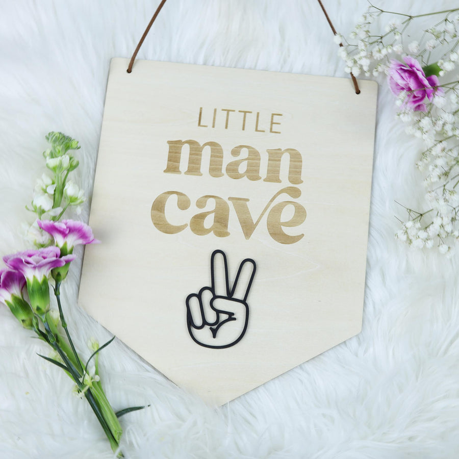 Little Man Cave Sign, Baby Boy Nursery Sign, Boy Nursery Decor, Baby Boy Gift, Boy Room Wall Decor, Pennant Sign, Banner For Boys Room Decor