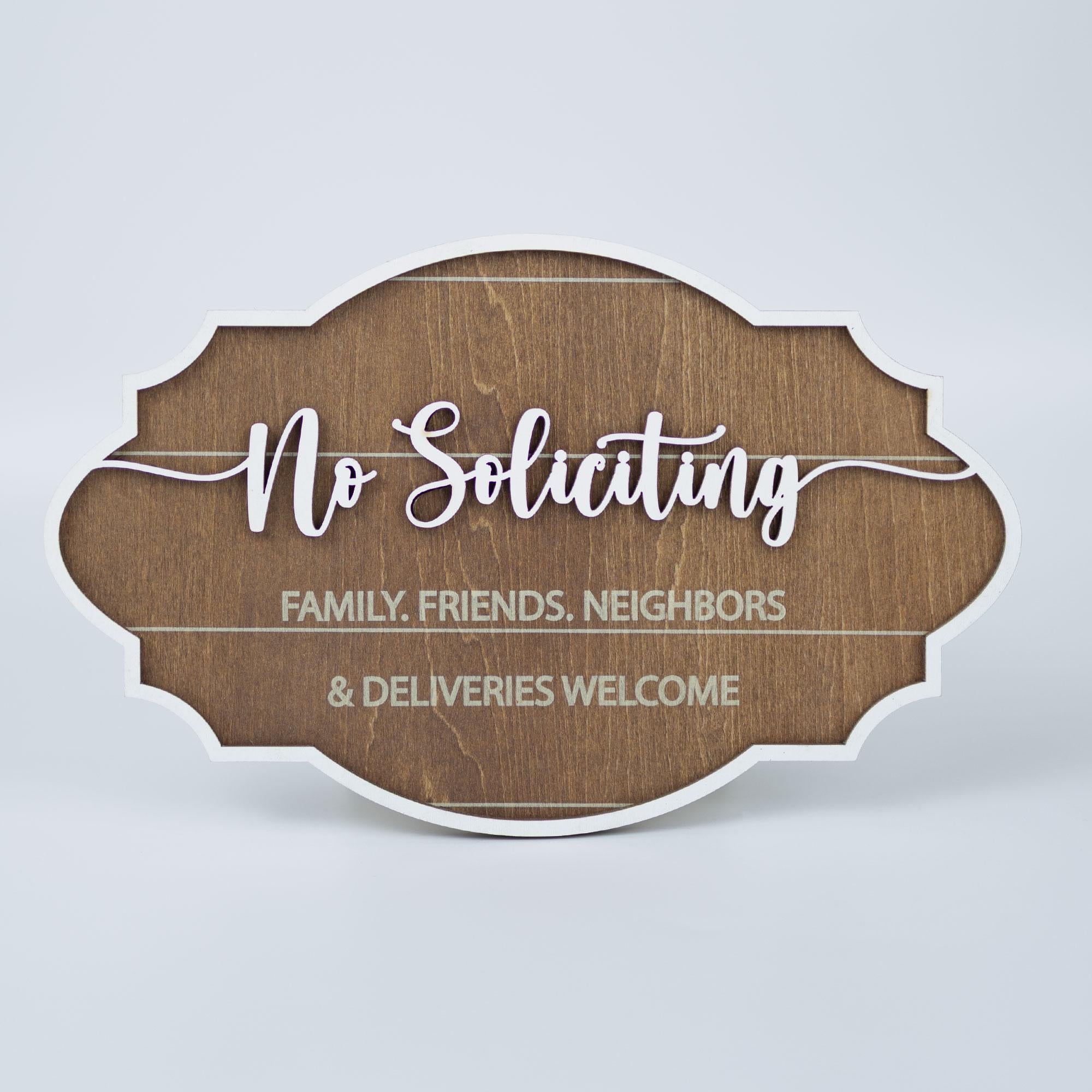 No Soliciting Sign, No Soliciting Family Friends Neighbors Welcome, No Knocking Sign, Please Do Not Disturb Door Sign, Baby Sleeping Sign