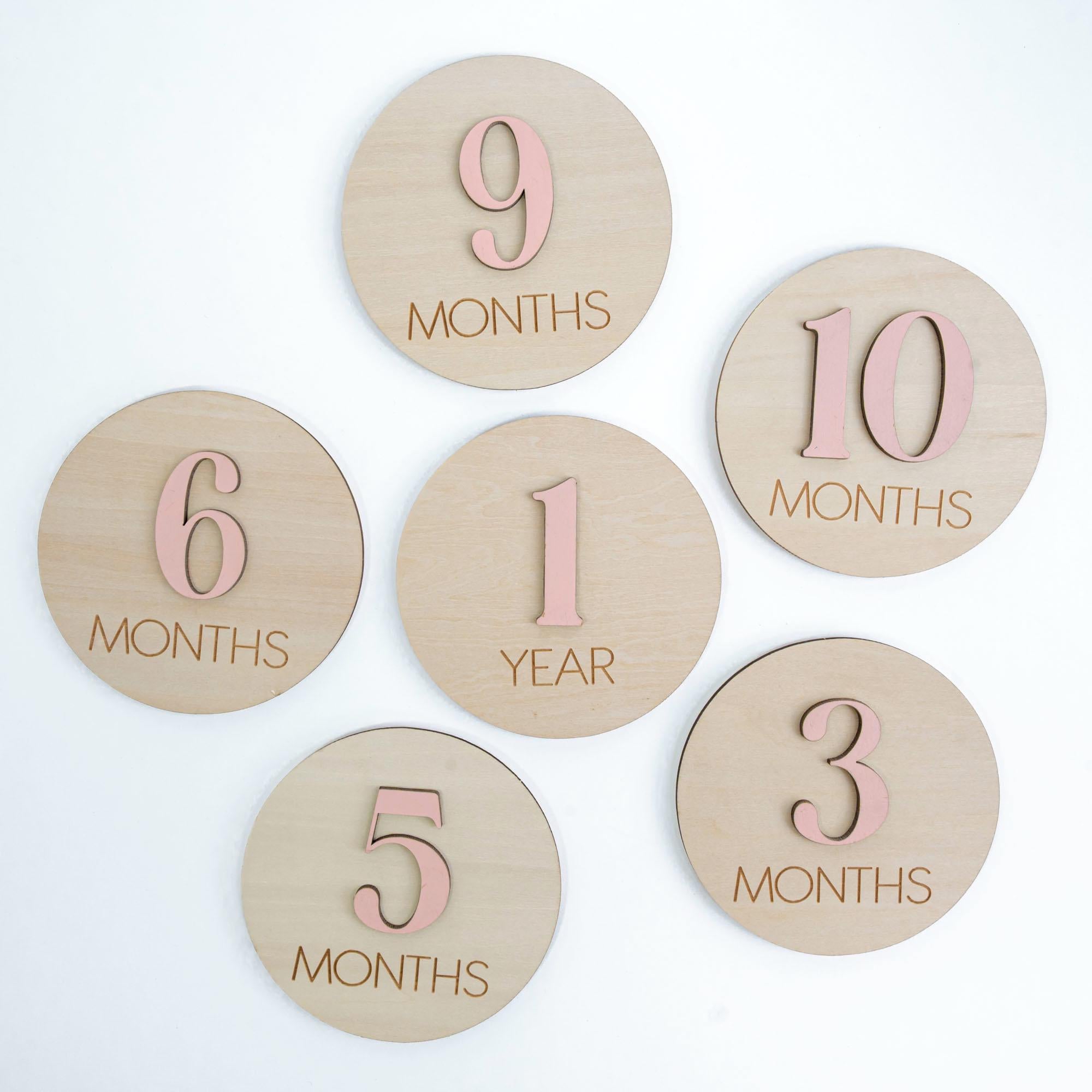 Monthly Milestone Baby Girl, 3D Milestone Discs Baby, Baby Milestone Wooden Discs With Color, Baby Shower Gift, Newborn Photo Prop,Baby Sign
