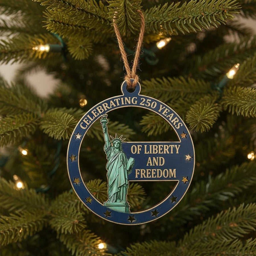 USA 250 Years Liberty Ornament, Semiquincentennial Gift, 1776-2026 Statue of Liberty Decor, America 250 Wooden Milestone Gift