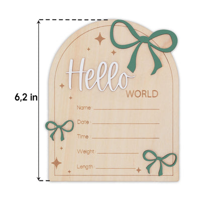 Hello World Wooden Baby Birth Announcement Sign with Name and Stats