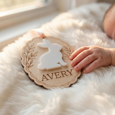Easter Basket Tag Custom | Wooden Bunny Ornament 3D | Personalized Name Egg Plaque | Kids Spring Gift Stuffers | Personalized Baby Gift