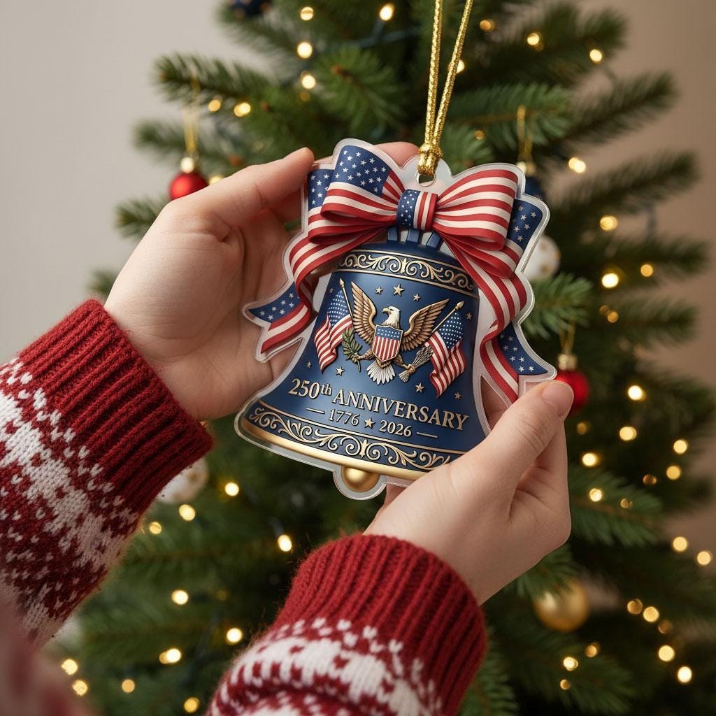 Semiquincentennial Gift 2026 USA 250th Anniversary Ornament Liberty Bell Hanging Pendant Patriotic Eagle Proud American Decor