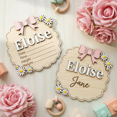 Personalized Baby Name Wood Sign Set, Hello World Announcement