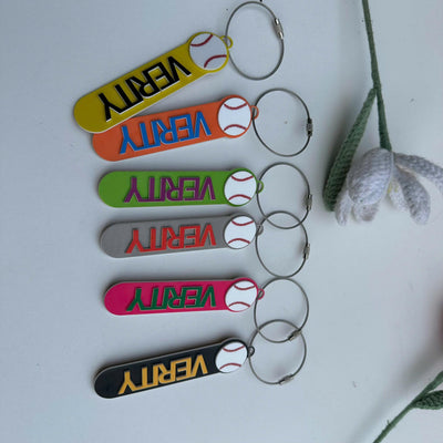 Personalized Baseball Keychain Custom Name or Number, Acrylic Baseball Bag Tag, Little League Player Gift, Baseball Team Gift for Kids