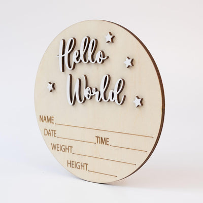 Baby Announcement, Hello World Sign, Baby Birth Stats Sign, Wooden Birth Announcement Sign, Custom Newborn Stats, Hospital Name Sign