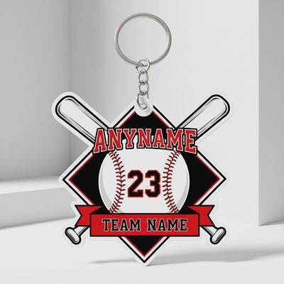 Personalized Baseball Keychain Custom Player Name Number Team Name, Baseball Team Gift, Little League Player Keychain