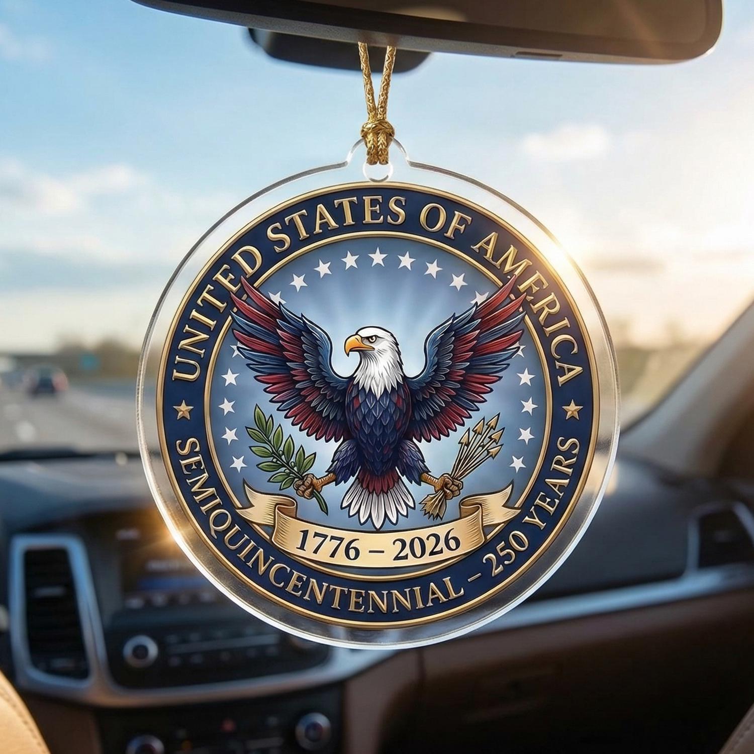 USA 250th Anniversary Semiquincentennial Ornament, 1776-2026 Eagle Seal Keepsake, Patriotic American Pride Gift, 250 Years Decor