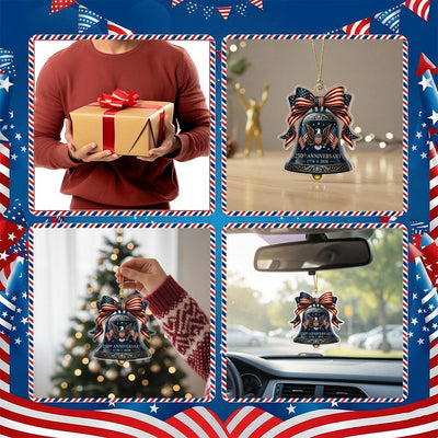 Semiquincentennial Gift 2026 USA 250th Anniversary Ornament Navy Blue Liberty Bell Patriotic Eagle Decor American Flag Bow