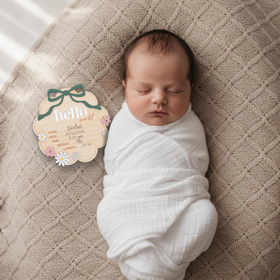 Sage Hello World Wooden Baby Birth Announcement Sign Nursery Decor