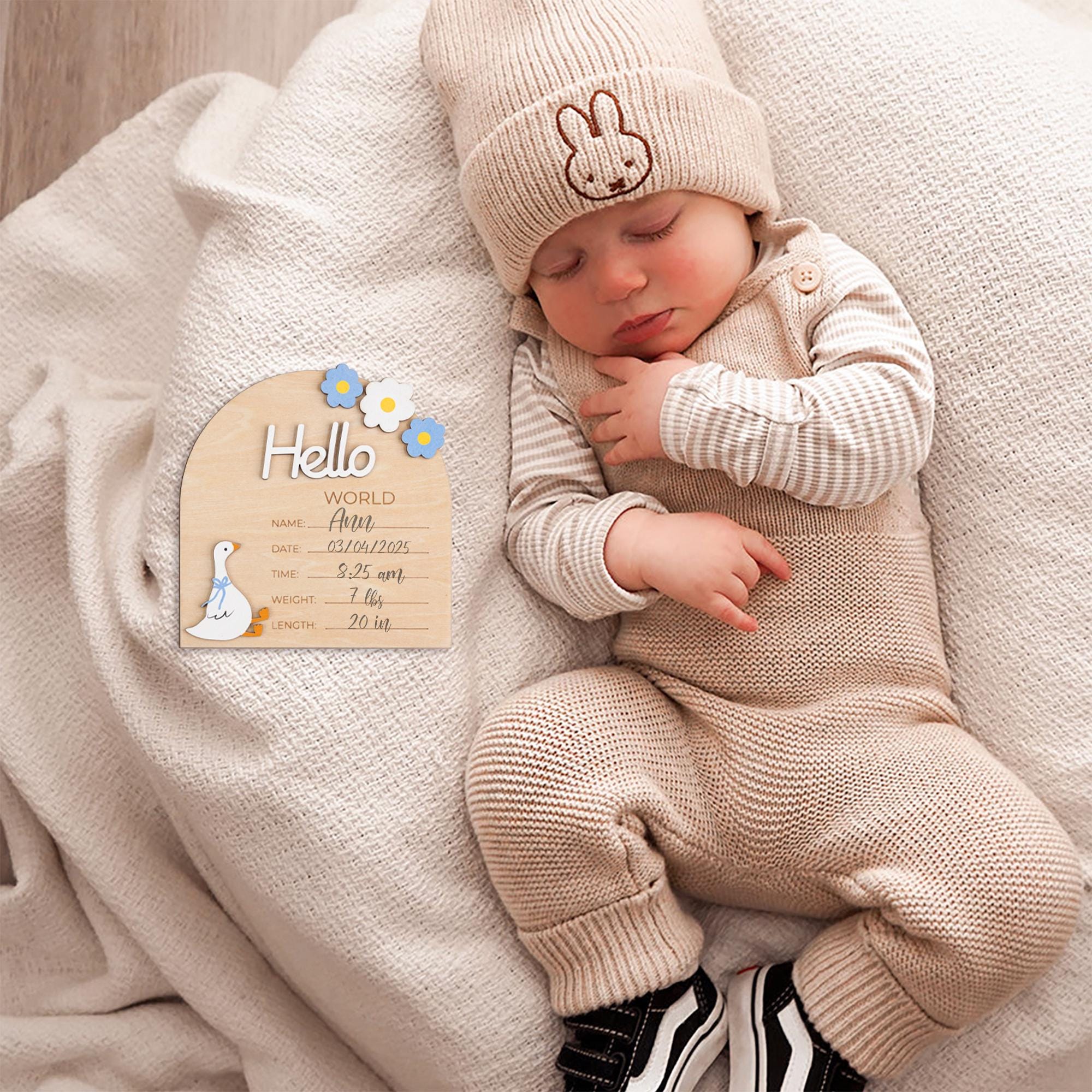 Hello World Sign, Baby Announcement Sign, Baby Announcement Photo Props, Birth Announcement Sign for Hospital, Baby Announcement Name Sign