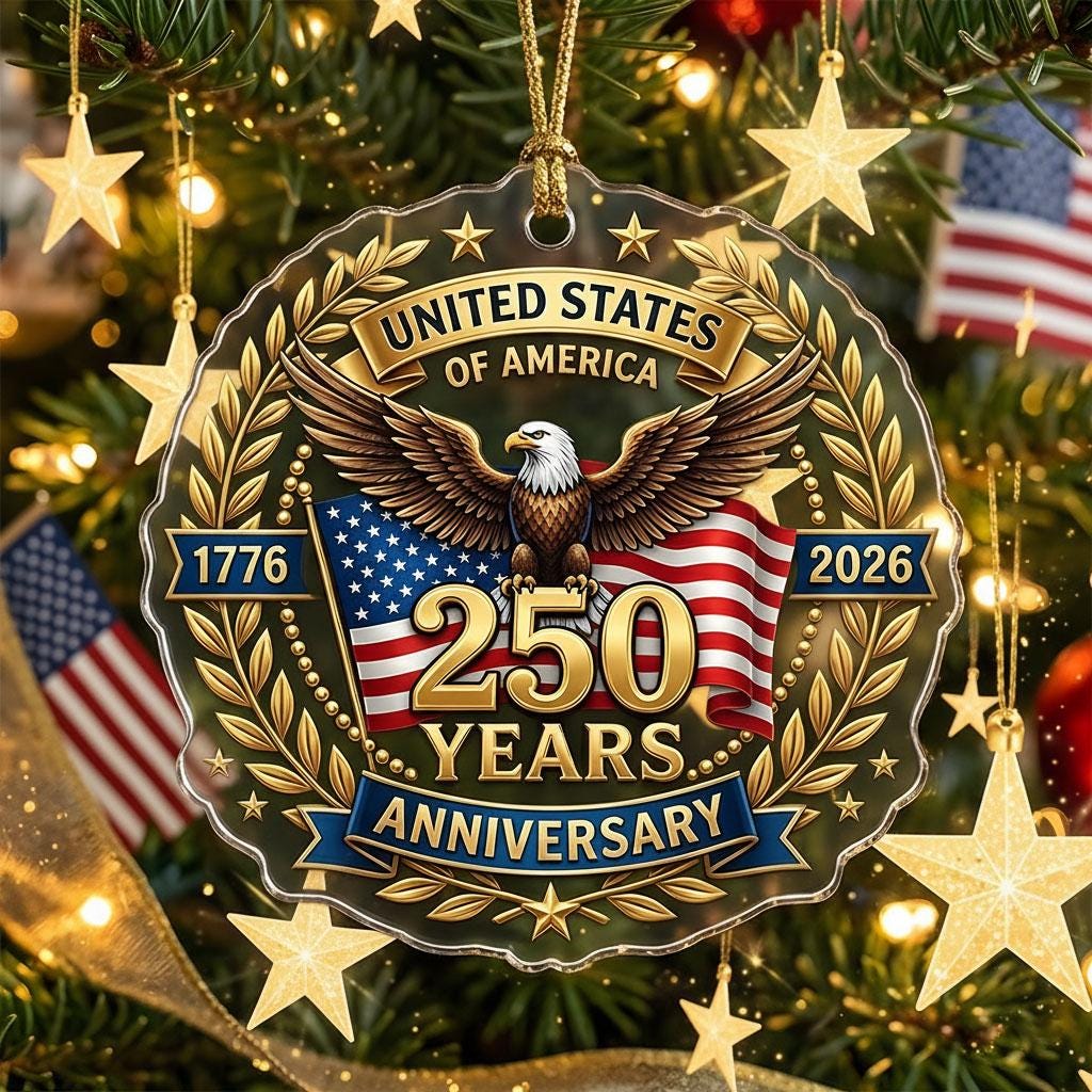 US Semiquincentennial Ornament 2026, 250th Anniversary United States Gift, Patriotic Eagle Acrylic Keepsake, 1776-2026 America Decor