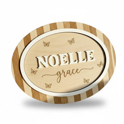 Personalized Wooden Baby Name Sign with Butterflies