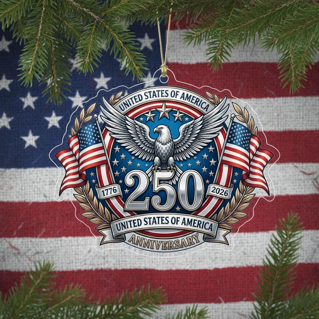 USA 250th Anniversary Ornament, Semiquincentennial Eagle Emblem Gift, 1776-2026 Patriotic Acrylic Decor, America 250 Years Keepsake