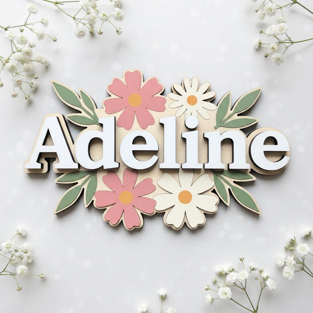Personalized Baby Name Sign, Wooden Floral Nursery Name Plaque, Custom Baby Girl Room Decor, Flower Nursery Wall Decor