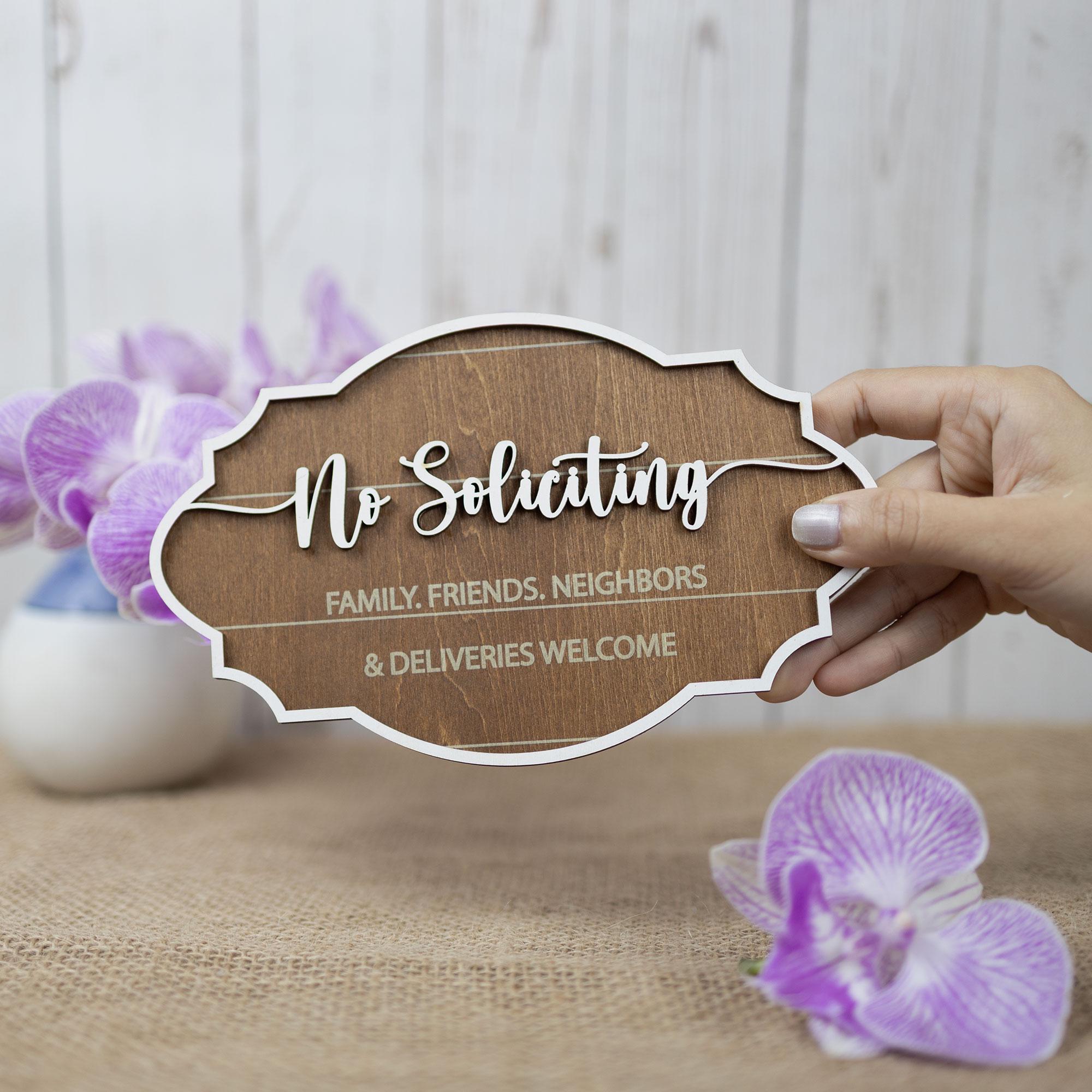 No Soliciting Sign, No Soliciting Family Friends Neighbors Welcome, No Knocking Sign, Please Do Not Disturb Door Sign, Baby Sleeping Sign