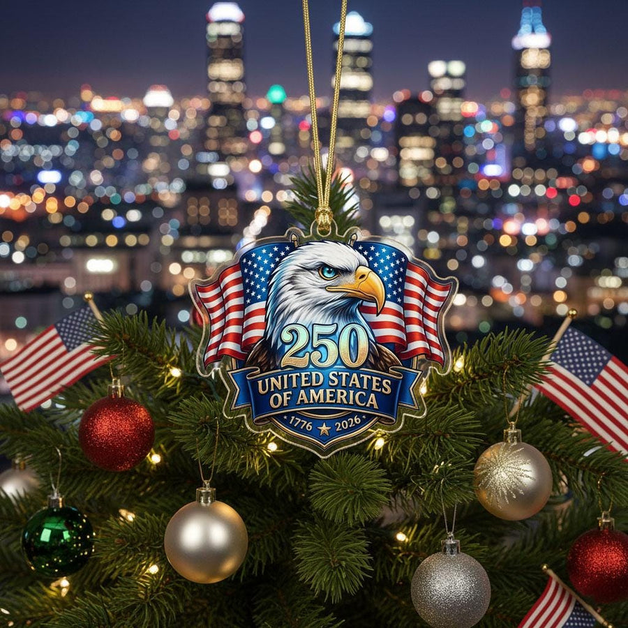 United States 250th Ornament, Semiquincentennial Eagle Portrait, 1776-2026 Patriotic Anniversary Gift, USA 250 Years Decor