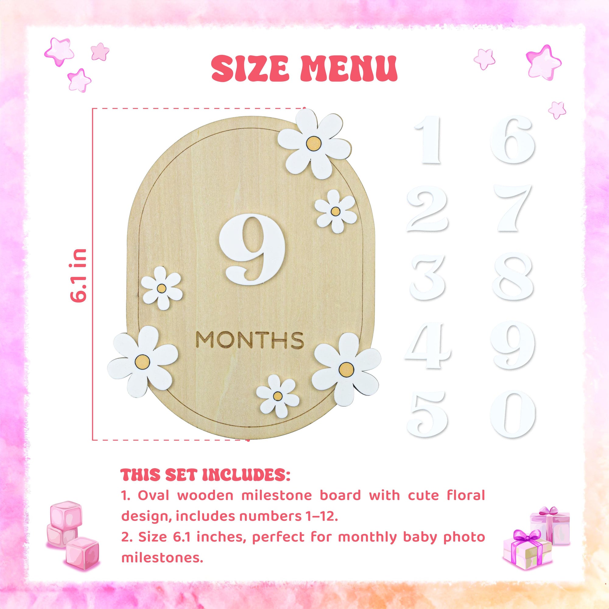 3D Daisy Milestone Cards, Interchangeable Milestone Set, Milestone Set For Photo Board, Boho Monthly Milestone Set, Floral Baby Milestone