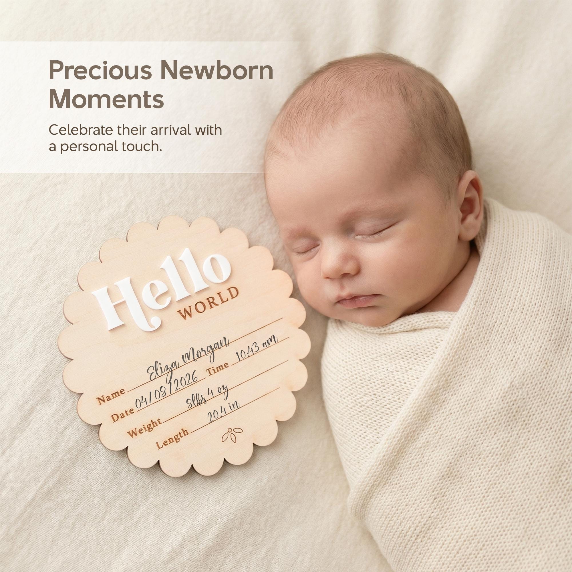 Hello World Baby Announcement Sign Birth Stats Sign Custom Baby Name Sign Newborn Announcement Photo Prop Baby Keepsake Gift