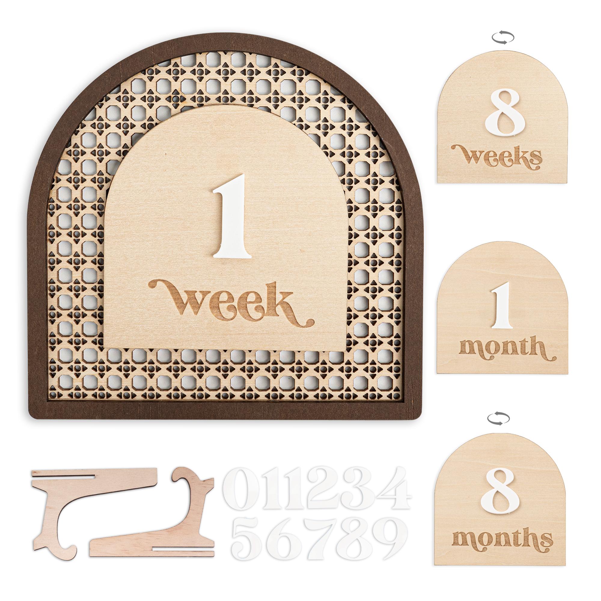 Rattan Milestone, Interchangeable Monthly Milestone, Arch Milestone Card, Boho Baby Milestone, Newborn Photo Prop, Baby Keepsake Gift