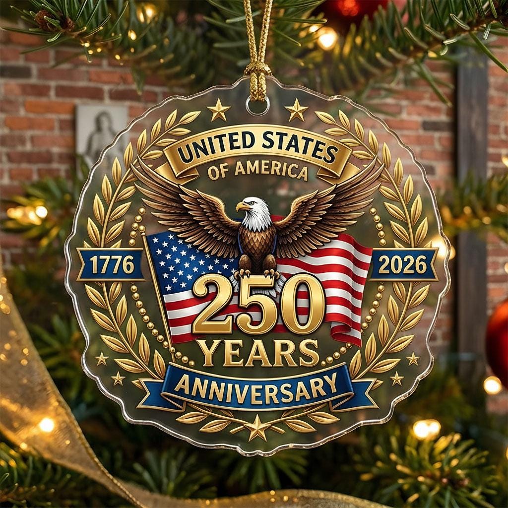 US Semiquincentennial Ornament 2026, 250th Anniversary United States Gift, Patriotic Eagle Acrylic Keepsake, 1776-2026 America Decor