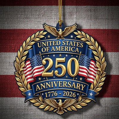 United States 250th Ornament, Semiquincentennial Eagle Medallion, 1776-2026 Patriotic Anniversary Gift, USA 250 Years Decor