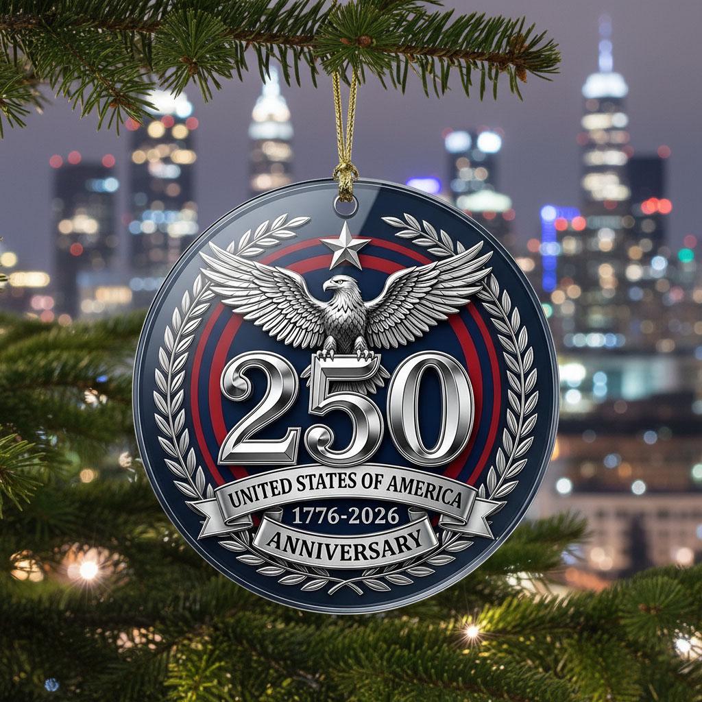 United States 250th Anniversary Ornament, 2026 Semiquincentennial Silver Medal, 1776-2026 Patriotic Eagle Gift, USA Keepsake Decor