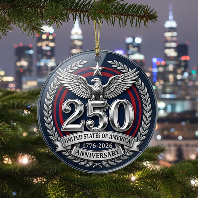 United States 250th Anniversary Ornament, 2026 Semiquincentennial Silver Medal, 1776-2026 Patriotic Eagle Gift, USA Keepsake Decor
