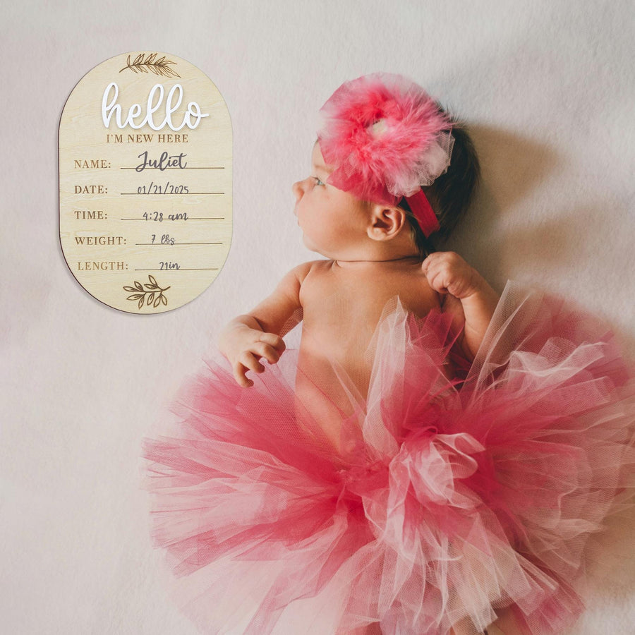 I'm New Here Sign, Birth Announcement Sign, Baby Announcement Sign, Baby Name Sign, Hospital Newborn Signs, Baby Photo Prop, Nursery Decor