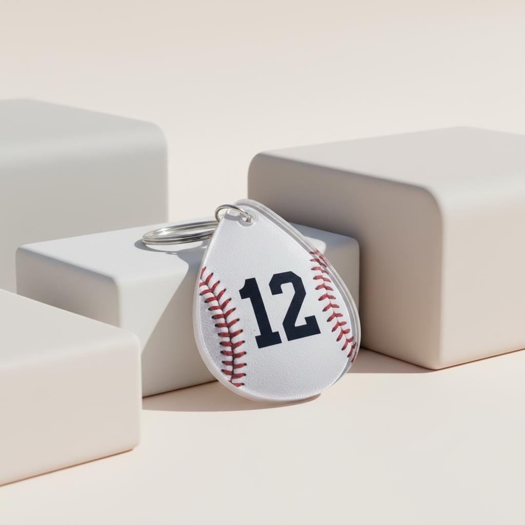 Personalized Baseball Number Keychain, Custom Jersey Number Baseball Keychain, Acrylic Baseball Bag Tag, Baseball Player Gift